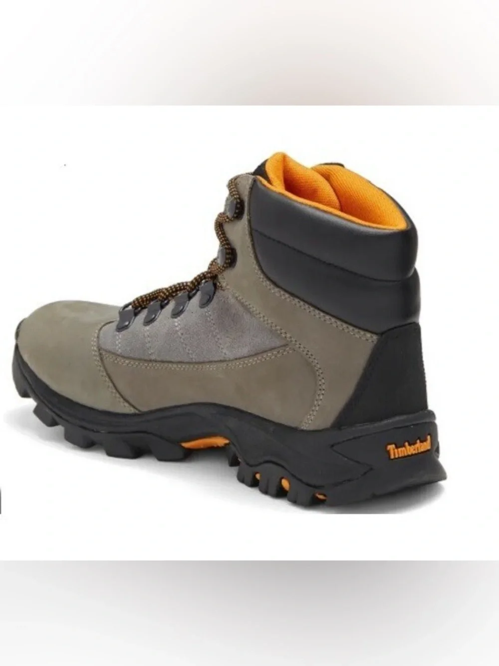 Timberland Men's Gray Suede Hiking Boots with Orange Accents